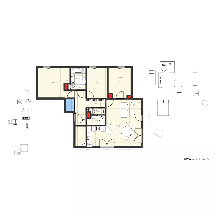 plan final - mobilier selon plan initial. Plan de plan final - mobilier selon plan initial. Plan de