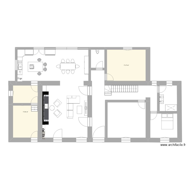 Dremil2. Plan de 2 pièces et 35 m2