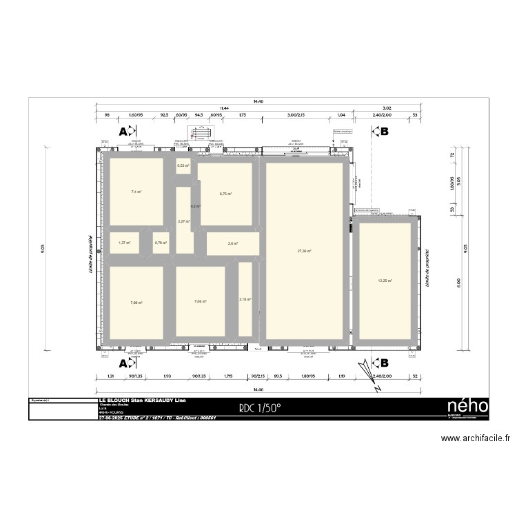 Maison. Plan de 13 pièces et 79 m2