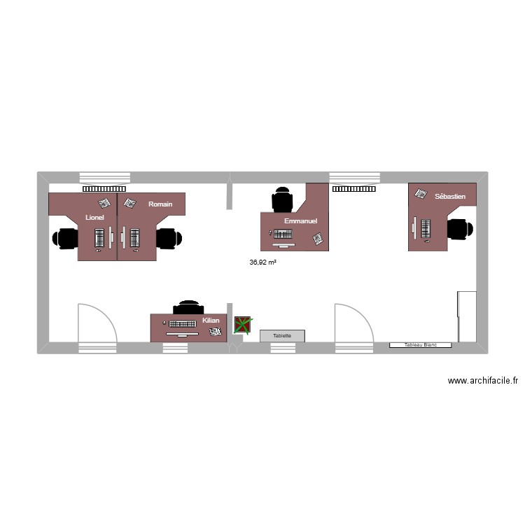 bureau new dg 3. Plan de 1 pièce et 37 m2