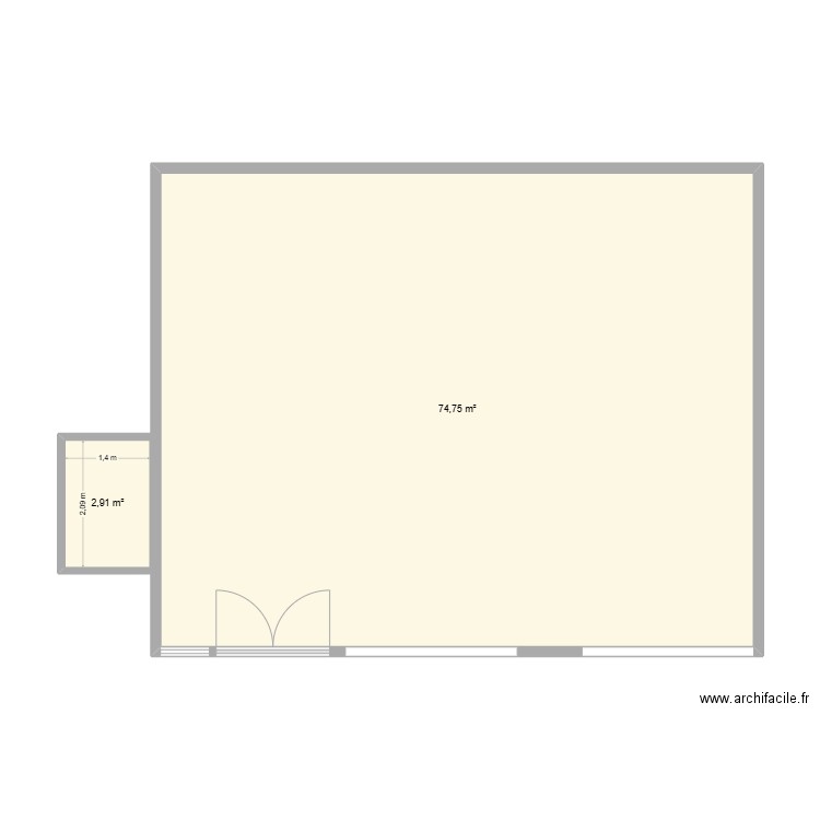 Plan 57. Plan de 2 pièces et 78 m2
