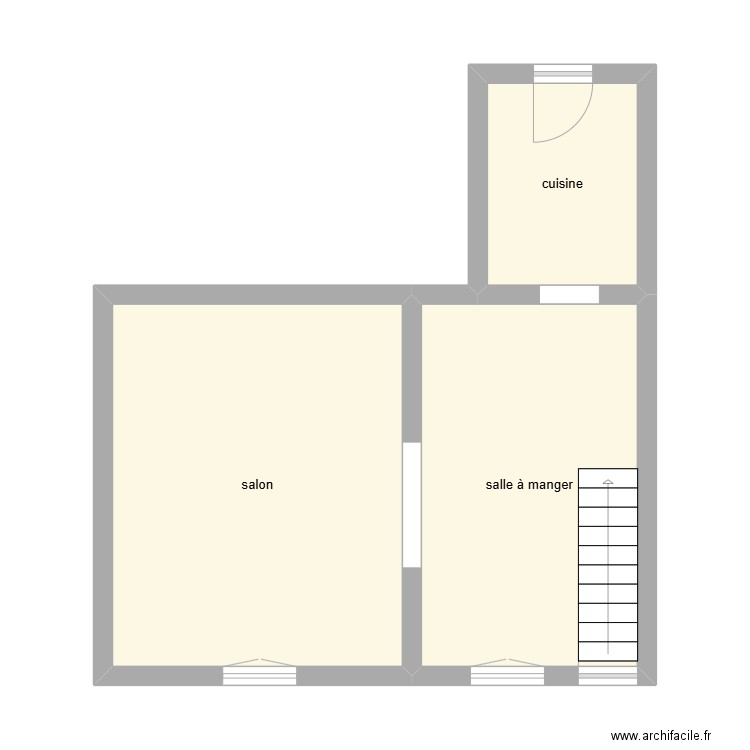 niveau 1 état initial. Plan de 3 pièces et 39 m2