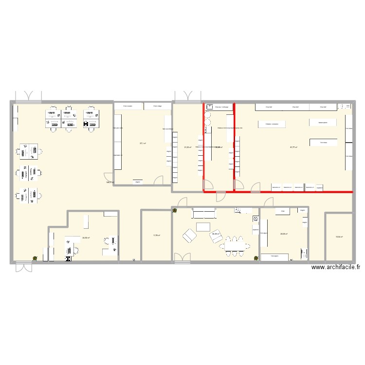 Nouveaux atelier-4. Plan de 10 pièces et 412 m2