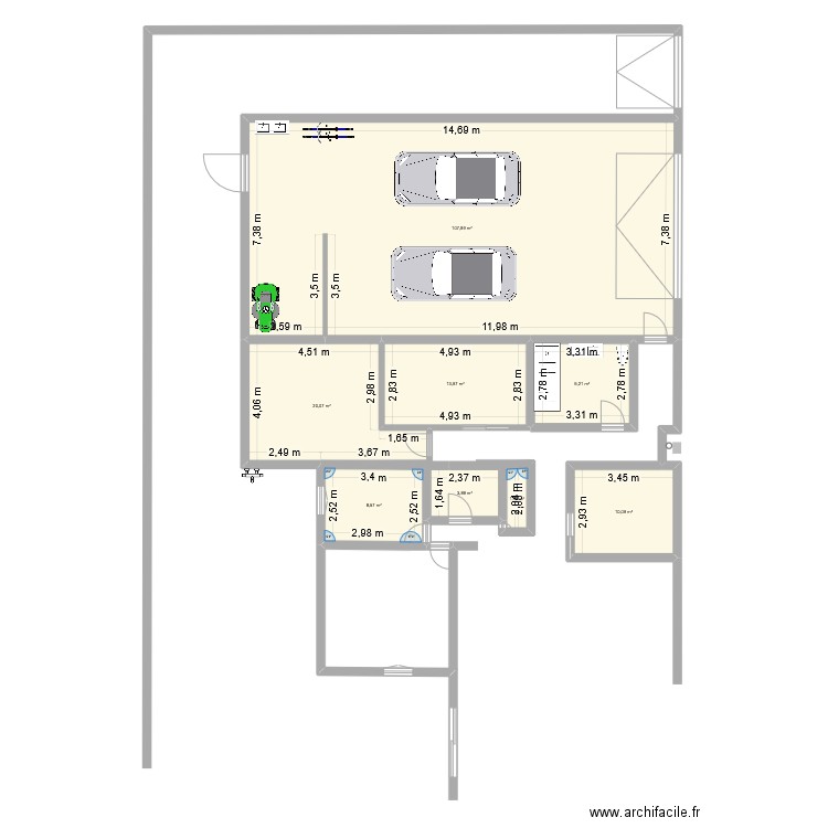extension 3. Plan de 8 pièces et 175 m2