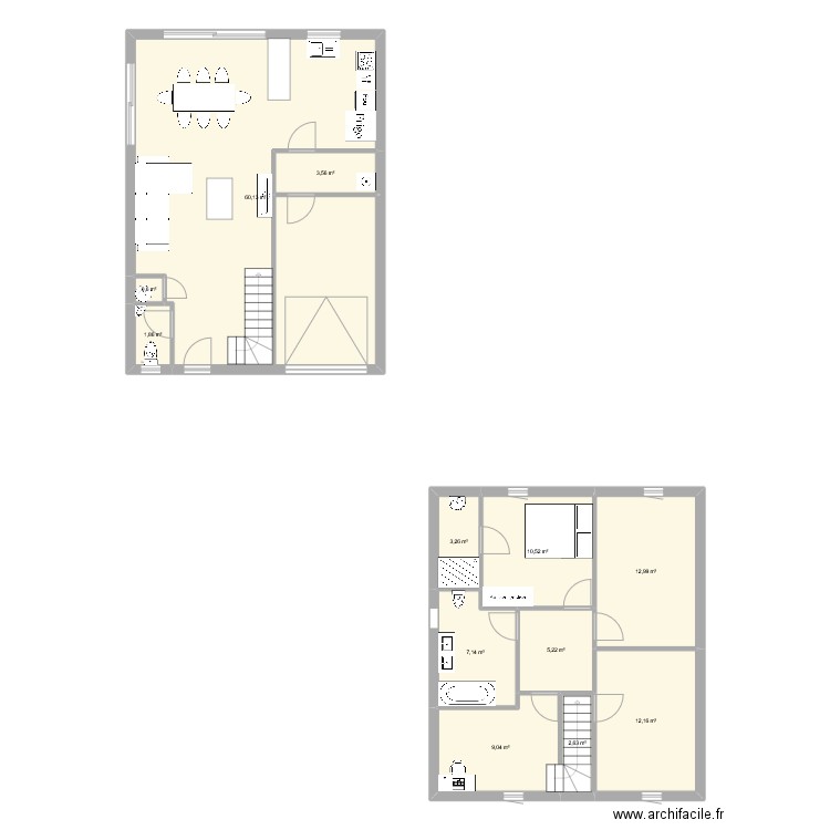Maison. Plan de 12 pièces et 129 m2