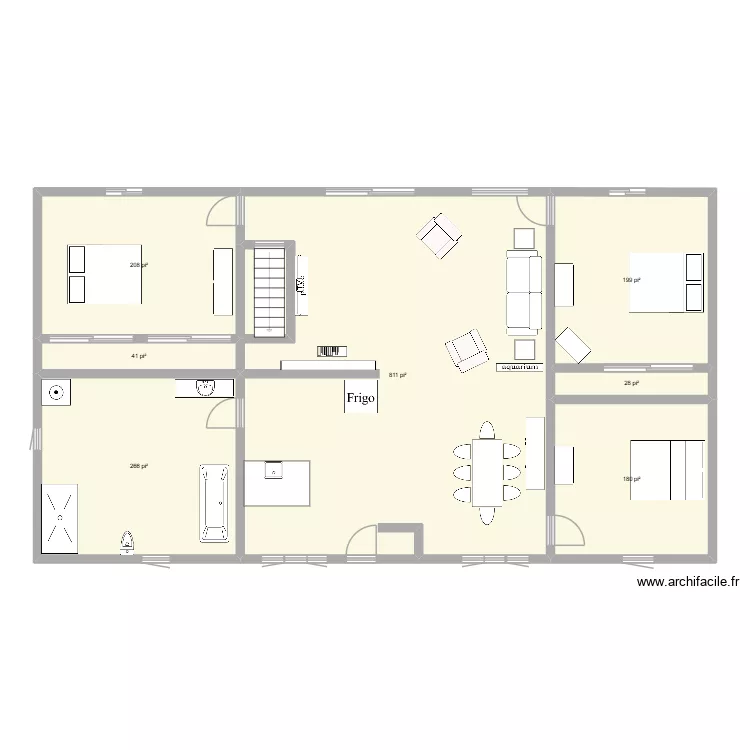 maison mom. Plan de 7  et 161 m²