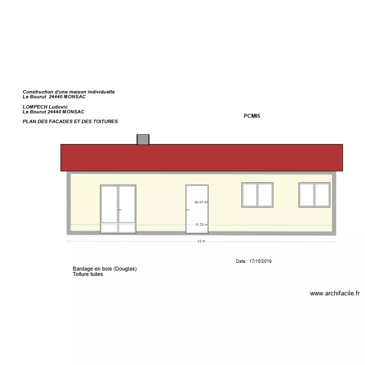 FACE SUD pergola. Plan de 1 et 30 m² FACE SUD pergola. Plan de 1 et 30 m²