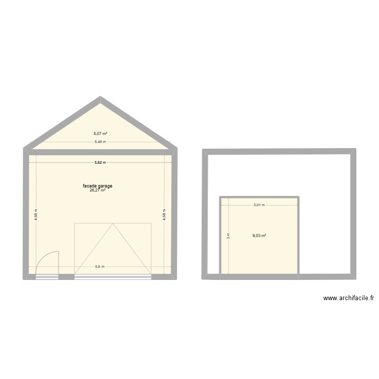 fricaudiere. Plan de 3 pièces et 40 m2