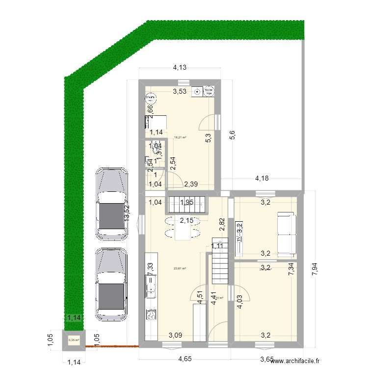 maison fexhe le haut clocher. Plan de 6 pièces et 72 m2