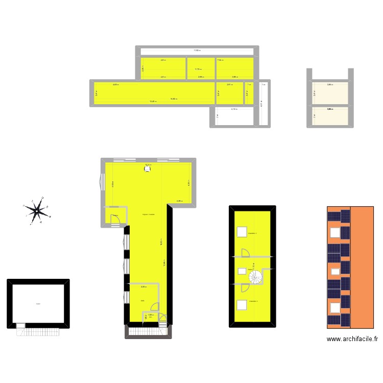 Stage. Plan de 18 pièces et 234 m2