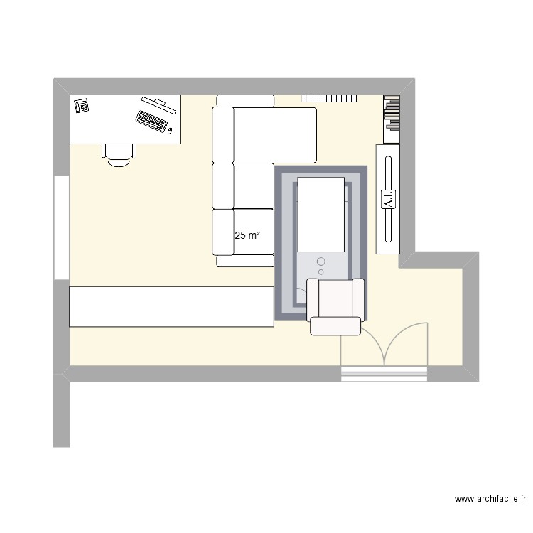 Aménagement. Plan de 1 pièce et 25 m2