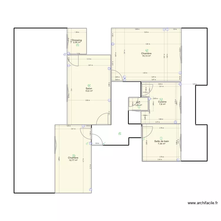 Appart Bellecour. Plan de 7  et 67 m²