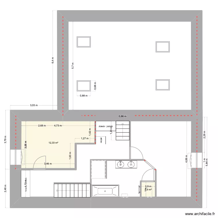 Etage 2. Plan de 2 pièces et 13 m²