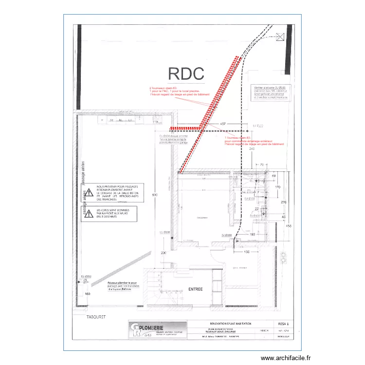 OYHANTO RESEAU SOUS DALLAGE EXT.. Plan de 
