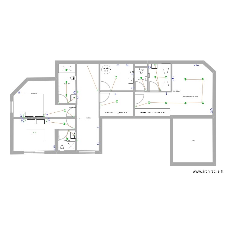 Les citronniers rdj. Plan de 6 pièces et 100 m2