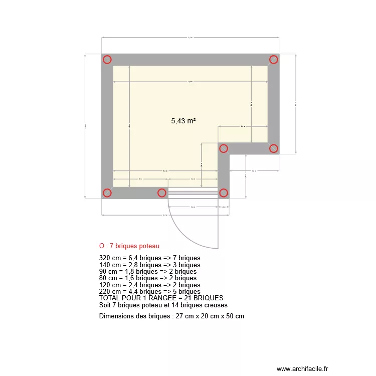 Isolation (liteau et isolation). Plan de 1 pièce et 5 m²