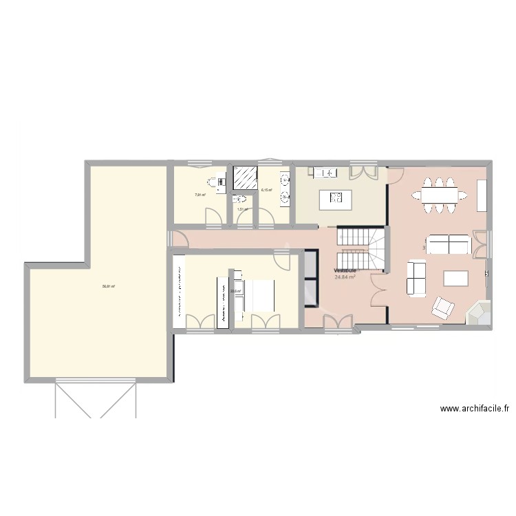 bas maison. Plan de 5 pièces et 95 m2