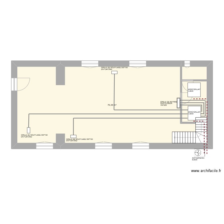 PAYSAN CLIM RDC. Plan de 1 pièce et 70 m2