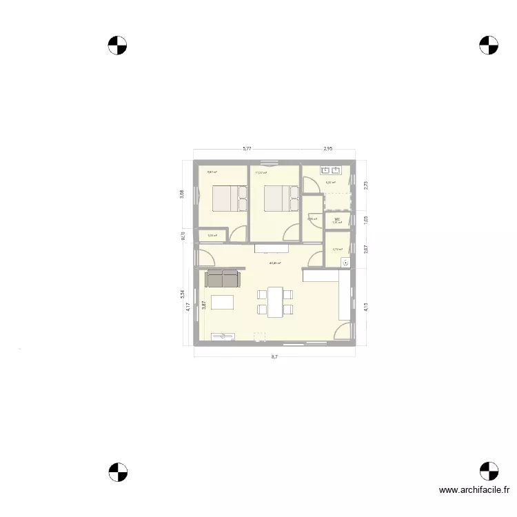 Plan Sergio. Plan de 8 Pièces et 75 m² Plan Sergio. Plan de 8 Pièces et 75 m²