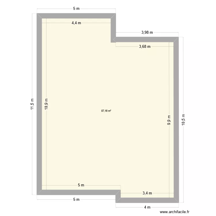 rez decchausser. Plan de 1  et 87 m²