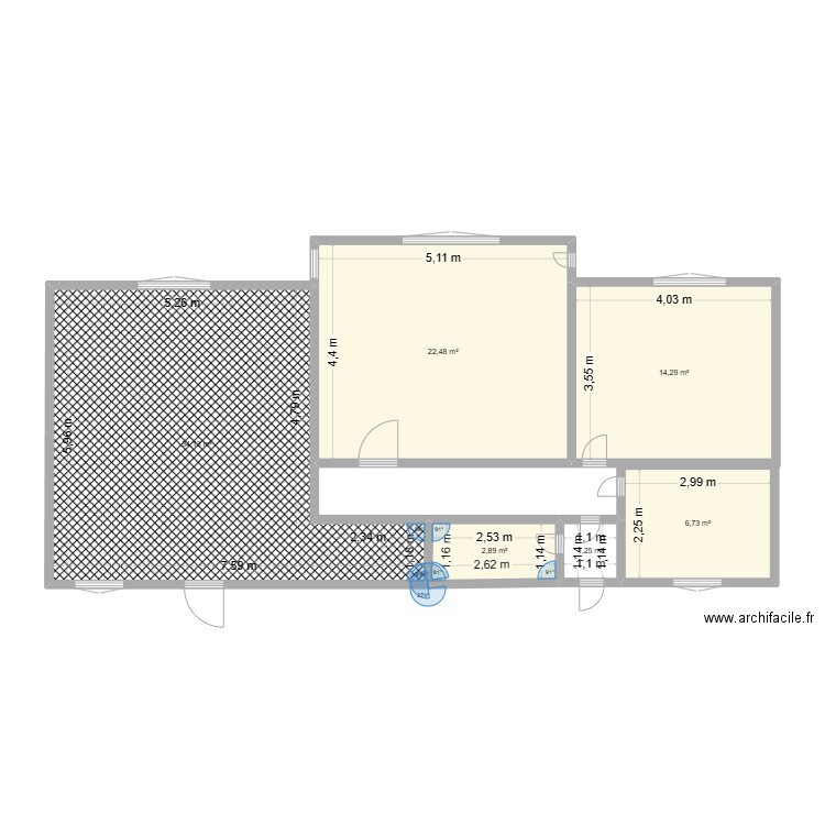 Esquisse de plant aproximative. Plan de 6 pièces et 82 m2