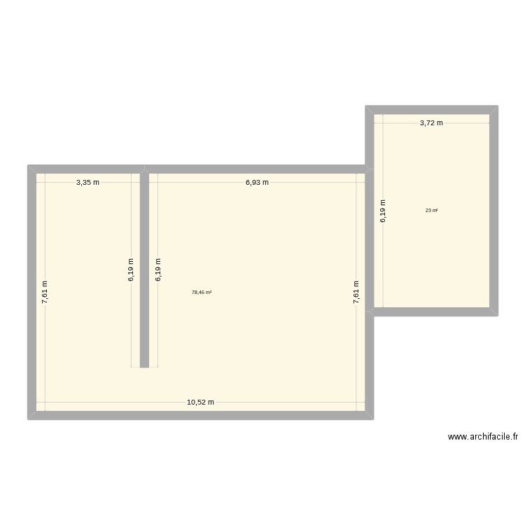 matt. Plan de 2 pièces et 101 m2