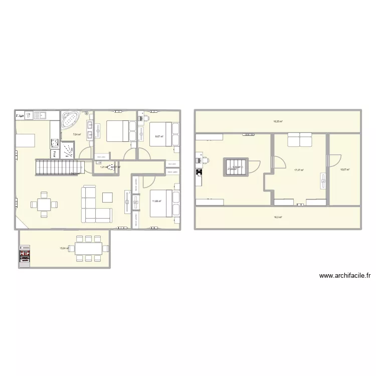 comble. Plan de 13 Pièces et 185 m²