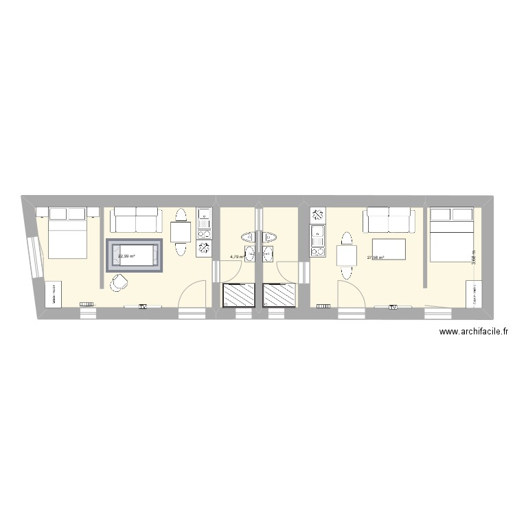 Garage. Plan de 3 pièces et 55 m2
