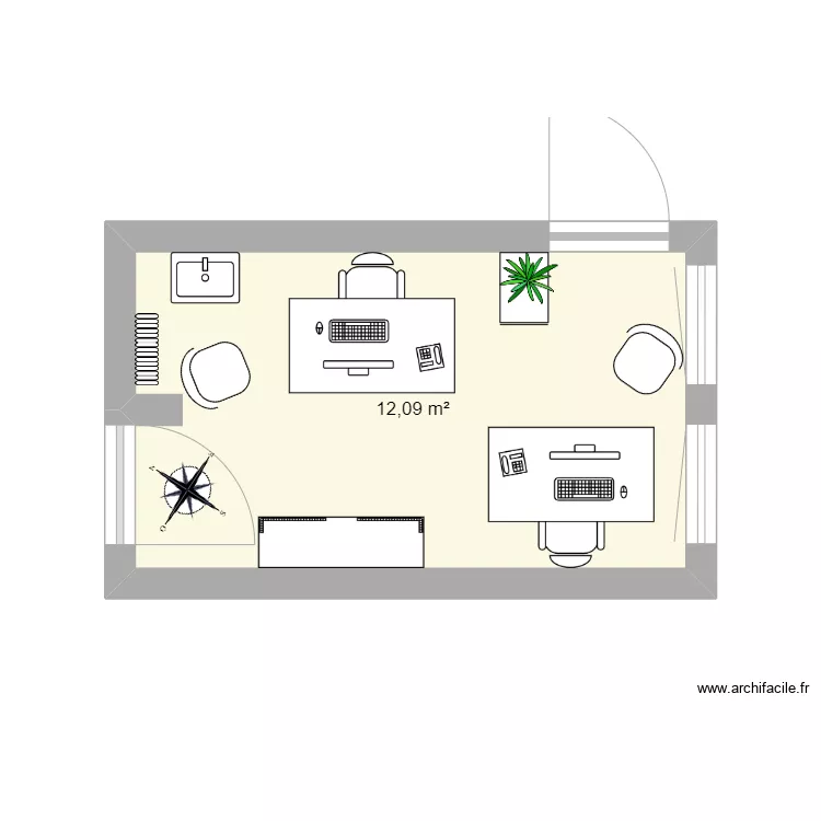 bureau double. Plan de 