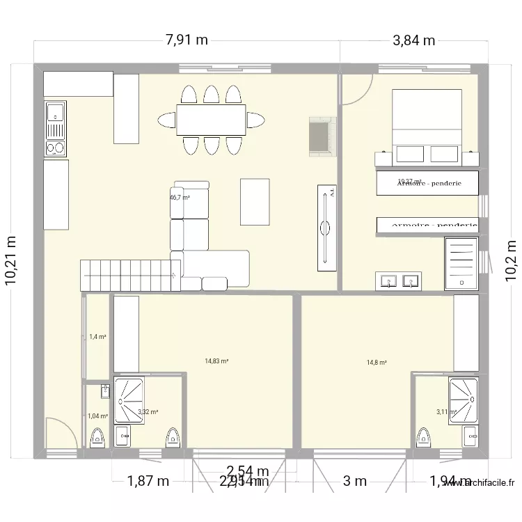 Maison 3. Plan de 8  et 105 m²