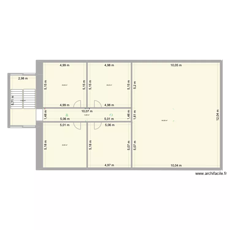 Commun RDC droite. Plan de 6  et 256 m²
