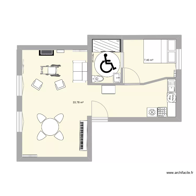 Cours architecte pmr. Plan de 3  et 46 m²