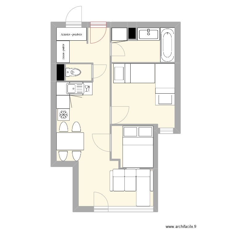 Appartement La Plagne. Plan de 7 pièces et 37 m2