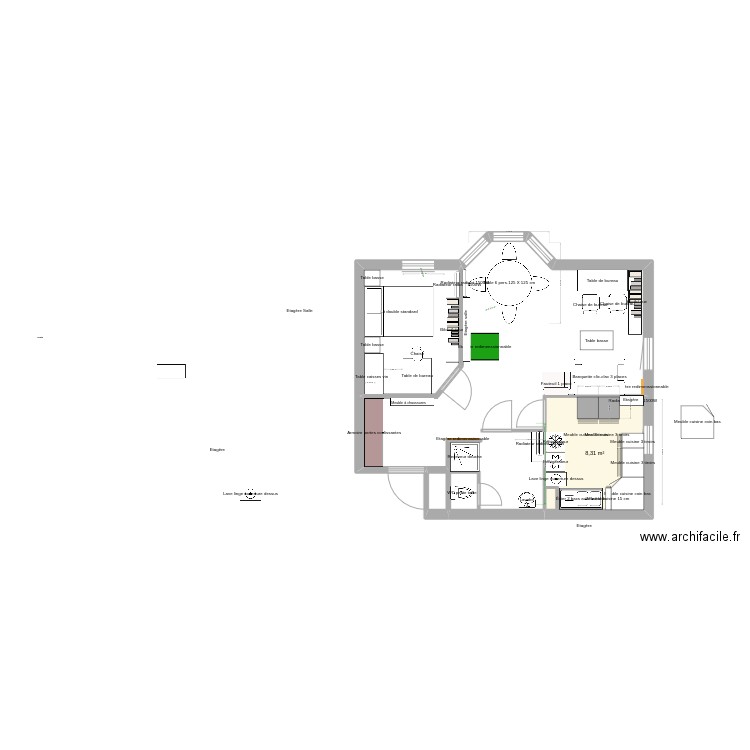 Haie Vignée 16. Plan de 1 pièce et 8 m2