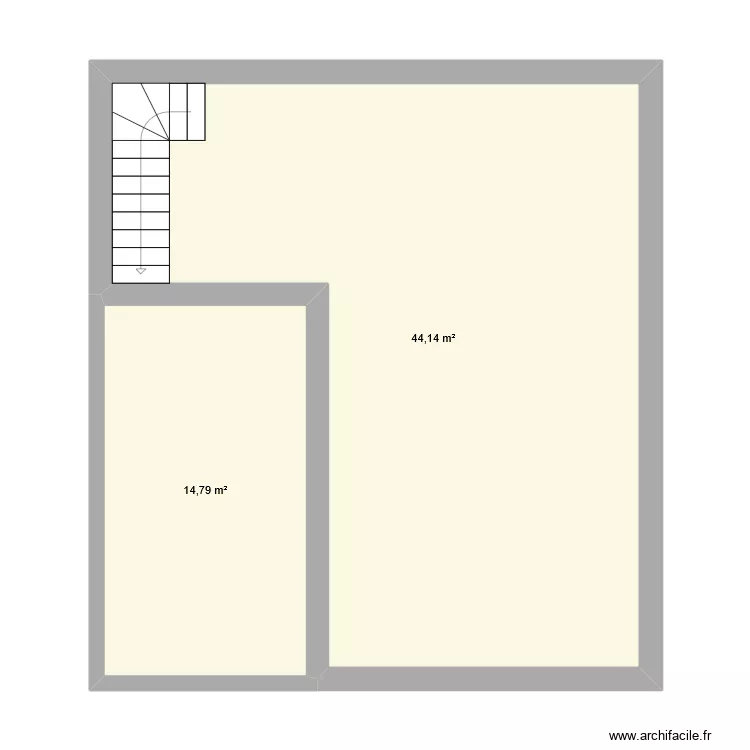 bandymas. Plan de 2  et 59 m²