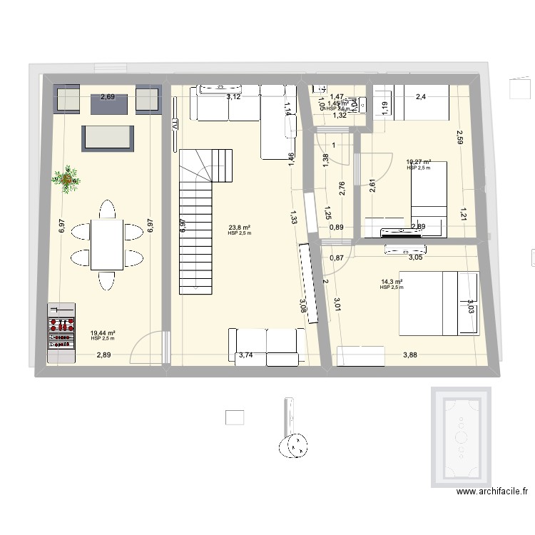 Neffies V6. Plan de 13 pièces et 215 m2