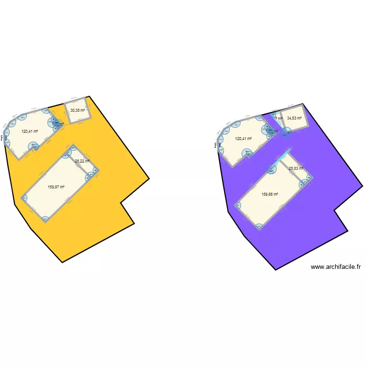 cadastre existant avec appenti. Plan de 11 pièces et 689 m²