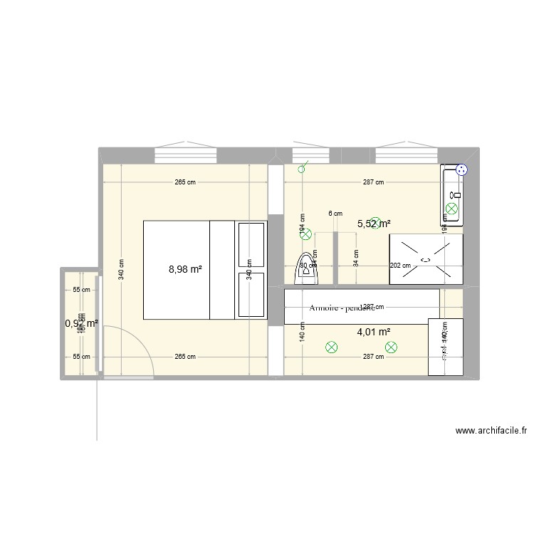 suite parentale 2. Plan de 4 pièces et 19 m2