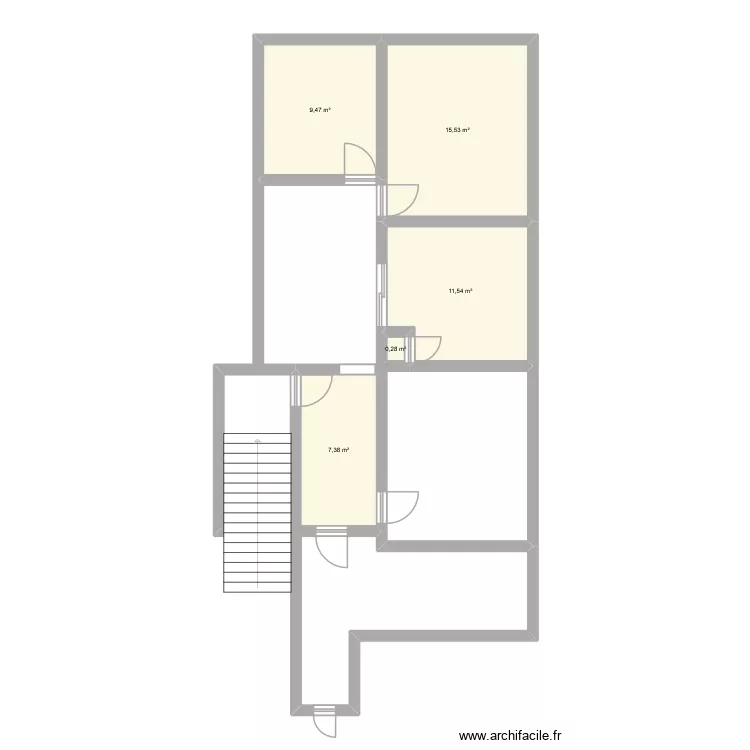 Plant oued. Plan de 5  et 44 m²