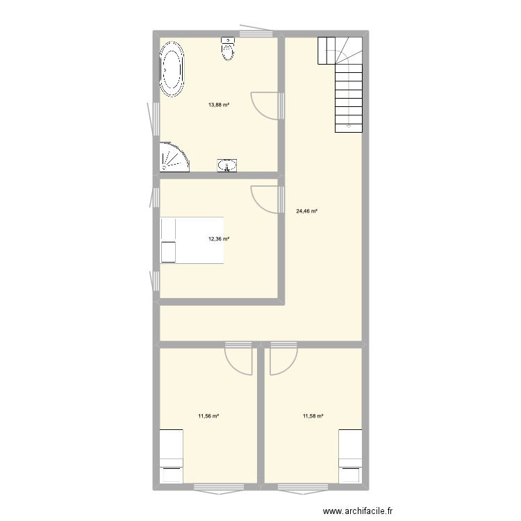 2em ifapme. Plan de 5 pièces et 74 m2
