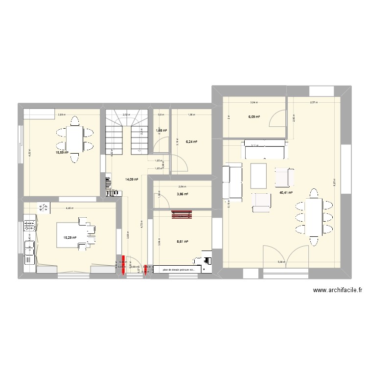 rdc montcet 5. Plan de 9 pièces et 112 m2
