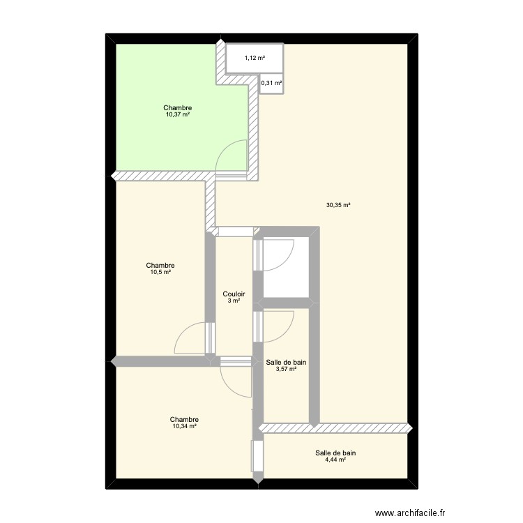 JN-Réflexion-Etage2. Plan de 9 pièces et 75 m2