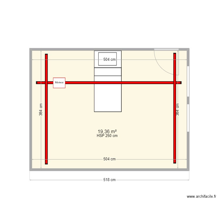 LAFITTE systeme H. Plan de 1 pièce et 19 m2