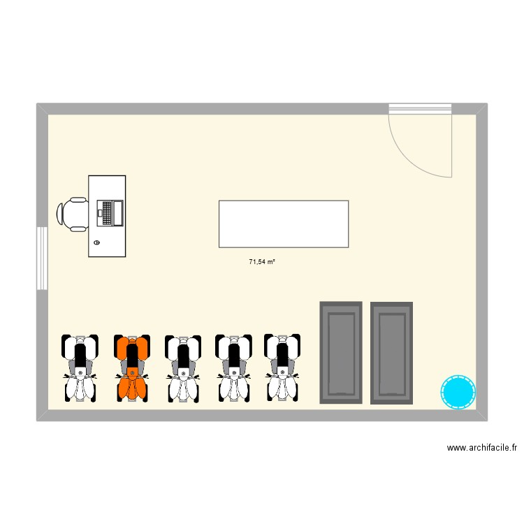 schéma kiné INAWA. Plan de 1 pièce et 72 m2