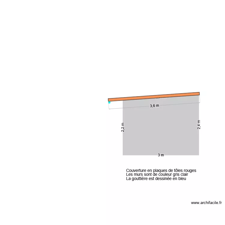 DP04 - Plan de c&ocirc;t&eacute; abri de jardin parking (face ouest). Plan de 