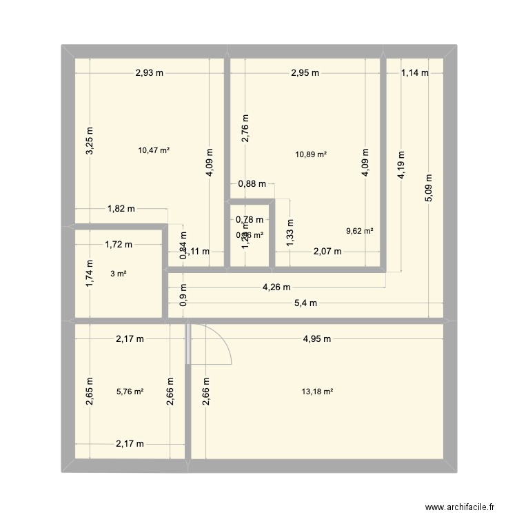 Plan étage. Plan de 7 pièces et 54 m2