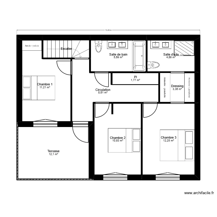 Satin - Chamoux V1. Plan de 16  et 148 m²