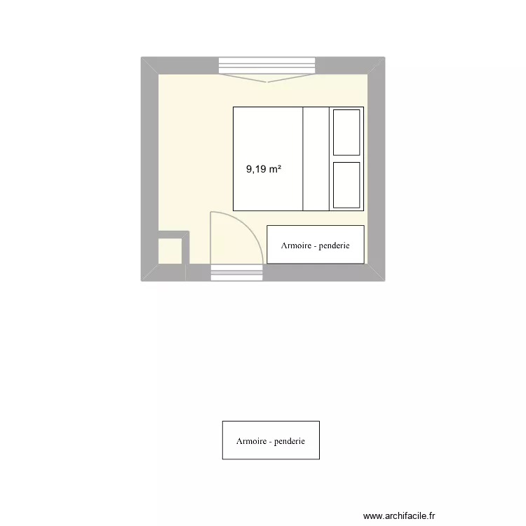 chambre amis. Plan de 1 et 9 m² chambre amis. Plan de 1 et 9 m²