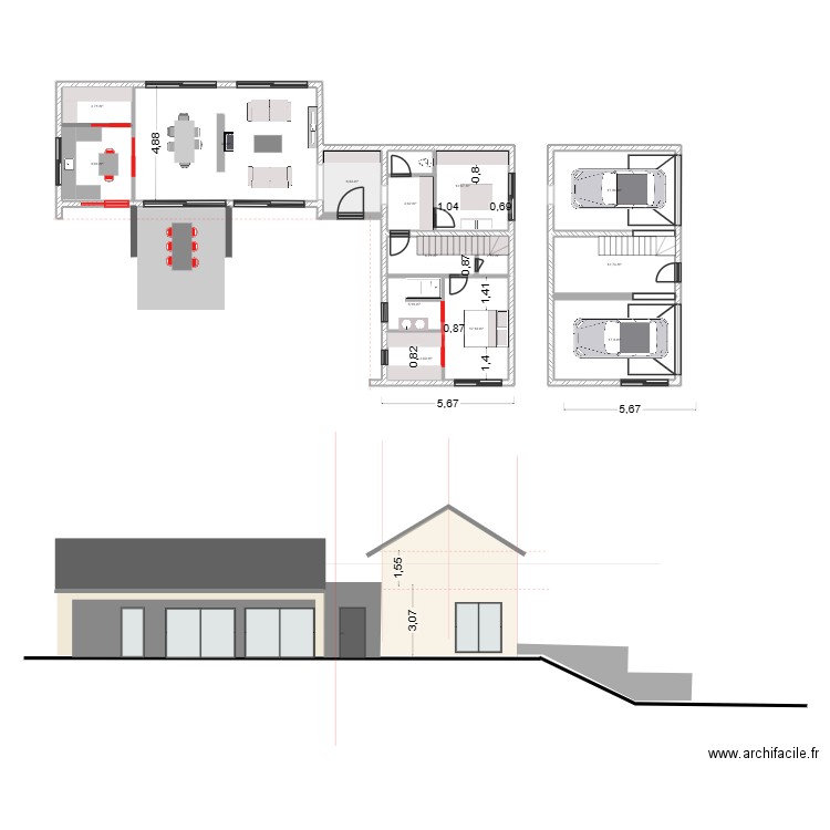 LONGERE TYPE 9. Plan de 25 pièces et 258 m2