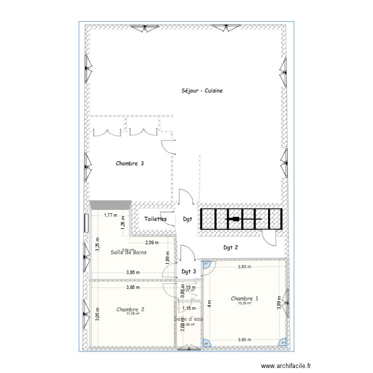 pLAN MAISON OK. Plan de 5 pièces et 40 m2